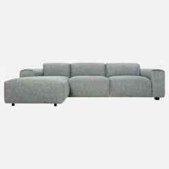 Habitat Canapé 3 Places Avec Méridienne Gauche En Tissu Bellagio - Bleu Céleste