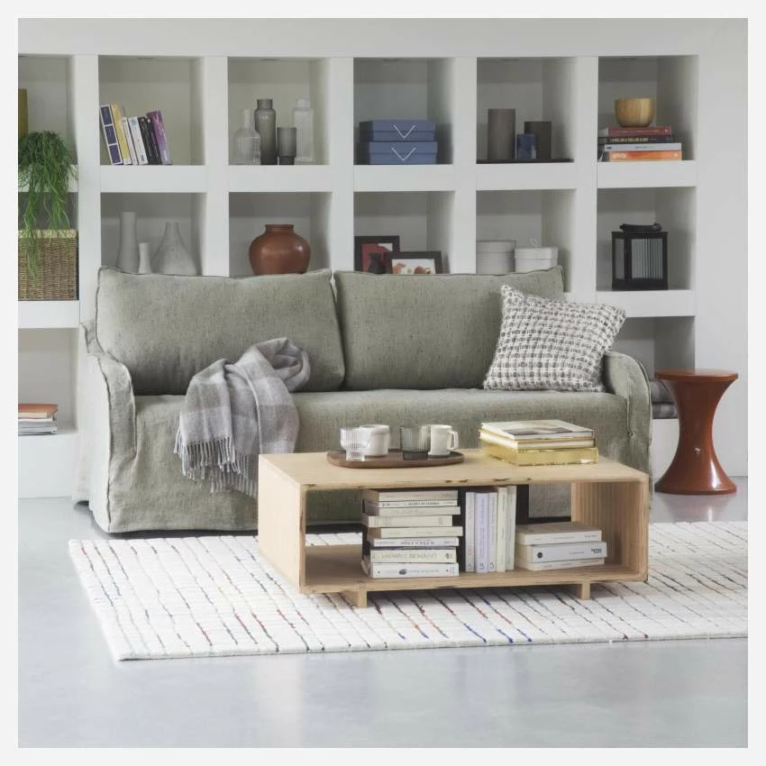 Habitat Canapé 3 Places En Lin - Beige Moucheté 3 Habitat Canapé 3 Places En Lin - Beige Moucheté – Image 3