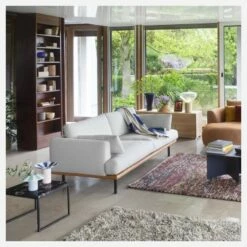 Habitat Canapé 3 Places En Tissu Lucca - Blanc Mastic - Base En Cuir Marron -meubles boutique canape 3 places en tissu lucca blanc mastic base en cuir marron 13502777