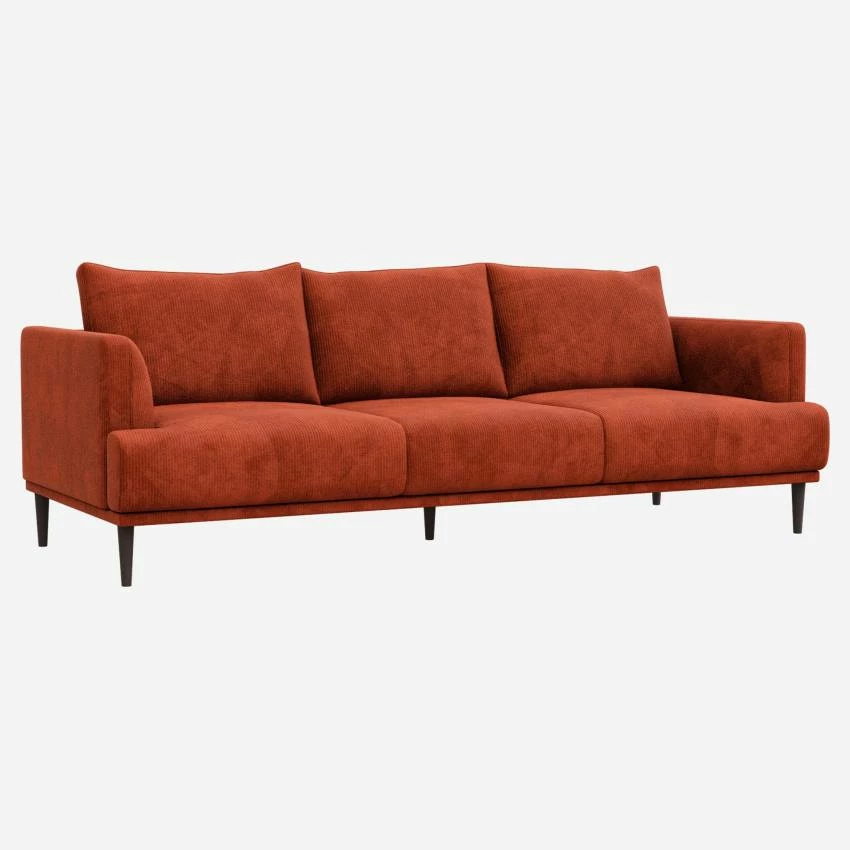 Habitat Canapé 3 Places En Velours Côtelé – Terracotta 2 Habitat Canapé 3 Places En Velours Côtelé – Terracotta – Image 2