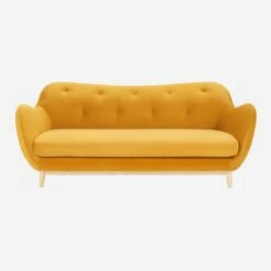 Habitat Canapé 3 Places En Velours Jaune Moutarde - Design By Adrien Carvès -meubles boutique canape 3 places en velours jaune moutarde design by adrien carves 1116931 1