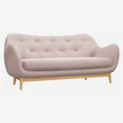 Habitat Canapé 3 Places En Velours - Rose - Design By Adrien Carvès -meubles boutique canape 3 places en velours rose design by adrien carves 4119975