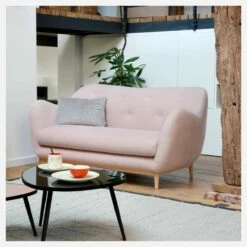 Habitat Canapé 3 Places En Velours - Rose - Design By Adrien Carvès -meubles boutique canape 3 places en velours rose design by adrien carves 4155089