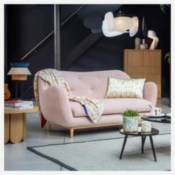 Habitat Canapé 3 Places En Velours - Rose - Design By Adrien Carvès -meubles boutique canape 3 places en velours rose design by adrien carves 4155091