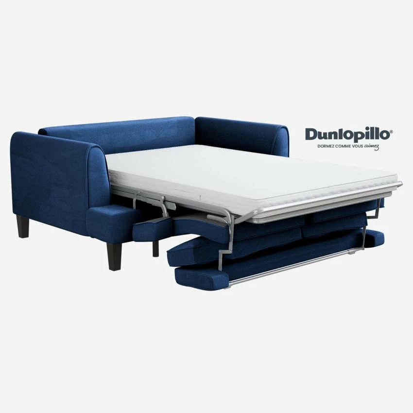 Habitat Canapé Convertible 3 Places En Velours - Couchage 140x200 Cm - Bleu 2 Habitat Canapé Convertible 3 Places En Velours - Couchage 140x200 Cm - Bleu – Image 2