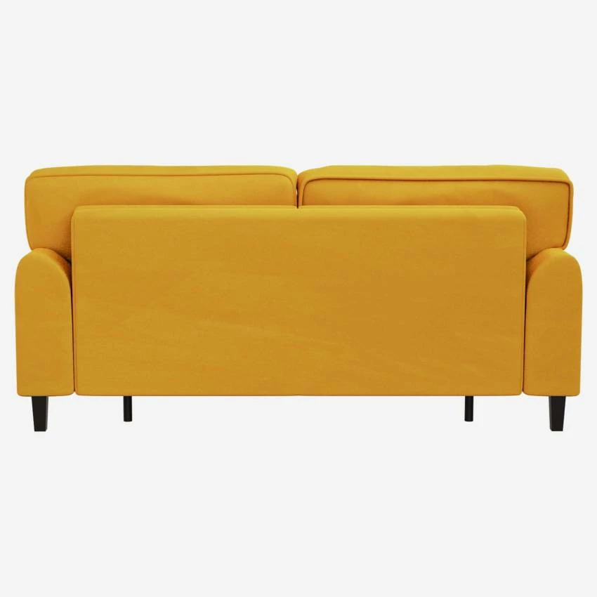 Habitat Canapé Convertible 3 Places En Velours - Couchage 140x200 Cm - Jaune Moutarde 4 Habitat Canapé Convertible 3 Places En Velours - Couchage 140x200 Cm - Jaune Moutarde – Image 4