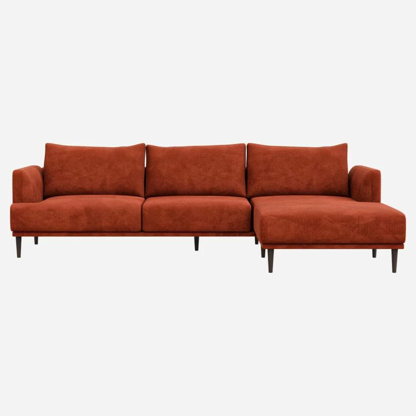 Habitat Canapé D’angle Avec Méridienne Droite En Velours – Terracotta 1 Habitat Canapé D’angle Avec Méridienne Droite En Velours – Terracotta