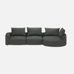 Habitat Canapé D'angle Droit En Tissu Melina - Gris Ardoise