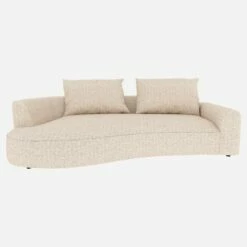 Habitat Canapé D'angle Gauche De Forme Organique En Tissu Bormio - Blanc Albâtre