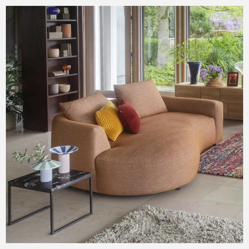 Habitat Canapé D'angle Gauche De Forme Organique En Tissu Lucca - Marron Noisette 4 Habitat Canapé D'angle Gauche De Forme Organique En Tissu Lucca - Marron Noisette – Image 4