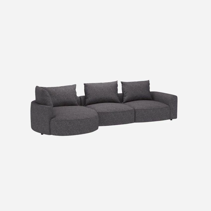 Habitat Canapé D'angle Gauche En Tissu Lucca - Bleu Zingué 4 Habitat Canapé D'angle Gauche En Tissu Lucca - Bleu Zingué – Image 4