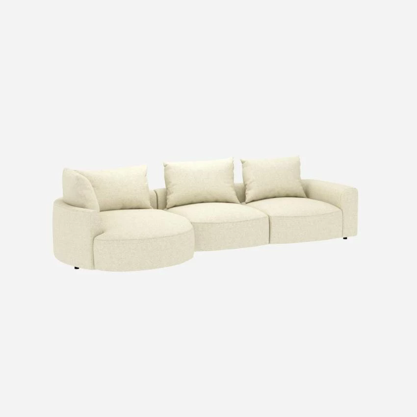 Habitat Canapé D'angle Gauche En Tissu Venezia - Blanc Craie 2 Habitat Canapé D'angle Gauche En Tissu Venezia - Blanc Craie – Image 2