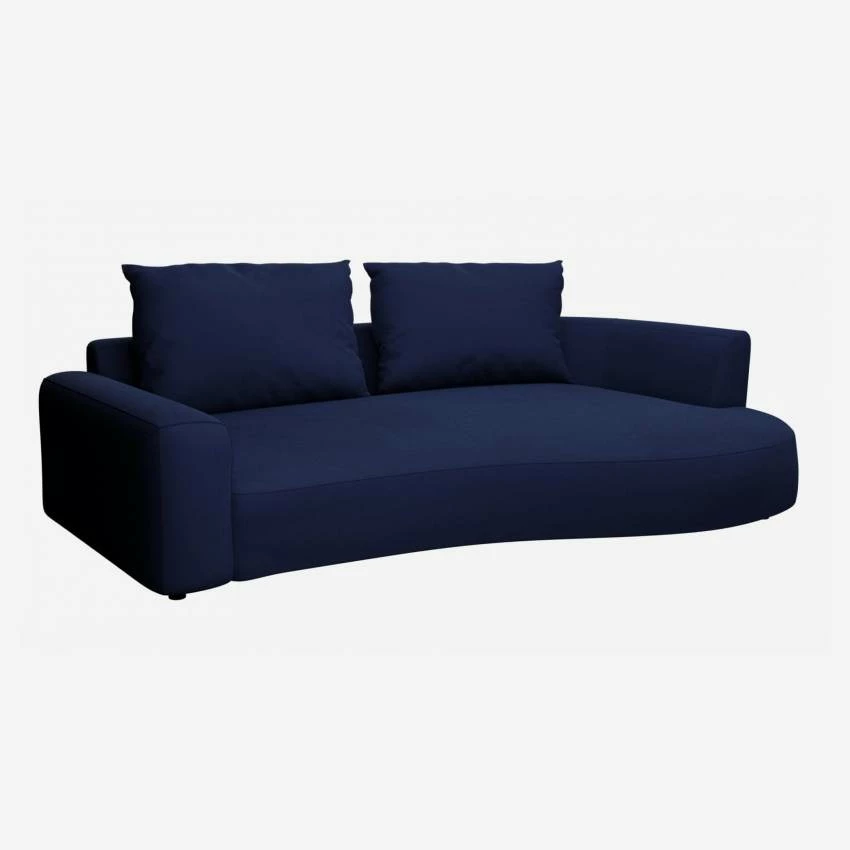 Habitat Canapé D'angle Droit De Forme Organique En Velours - Bleu Encre 2 Habitat Canapé D'angle Droit De Forme Organique En Velours - Bleu Encre – Image 2