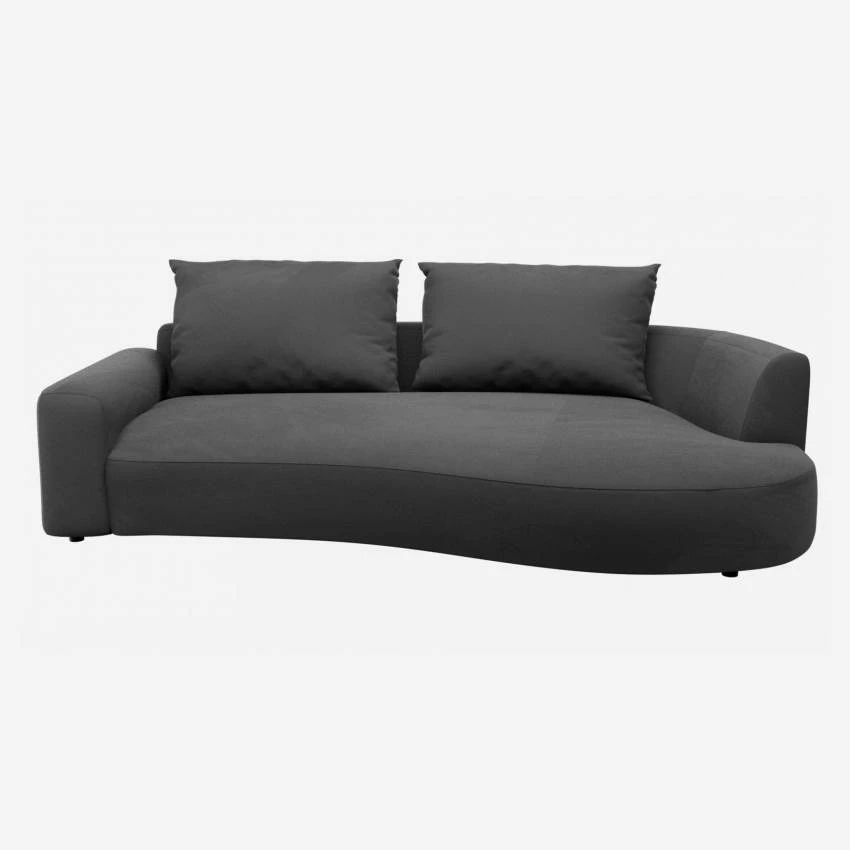 Habitat Canapé D'angle Droit De Forme Organique En Velours - Gris Ardoise 1 Habitat Canapé D'angle Droit De Forme Organique En Velours - Gris Ardoise