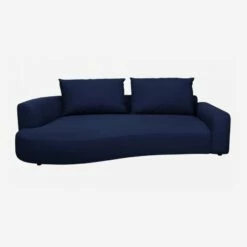 Habitat Canapé D'angle Gauche De Forme Organique En Velours - Bleu Encre -meubles boutique catane cnp organique 2p gch velours bleu 11598215 1