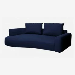 Habitat Canapé D'angle Gauche De Forme Organique En Velours - Bleu Encre -meubles boutique catane cnp organique 2p gch velours bleu 11598219