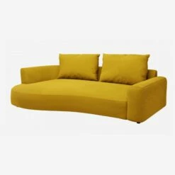 Habitat Canapé D'angle Gauche De Forme Organique En Velours - Jaune Moutarde -meubles boutique catane cnp organique 2p gch vlrs jaune 11598179