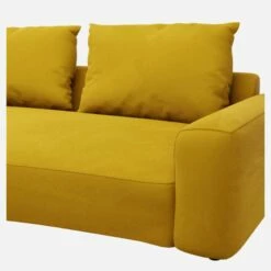 Habitat Canapé D'angle Gauche De Forme Organique En Velours - Jaune Moutarde -meubles boutique catane cnp organique 2p gch vlrs jaune 11598187