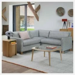 Habitat Repose-pieds En Tissu Italien - Gris Mélangé - Pieds Noirs -meubles boutique chester repose pieds p nevron p n 4155193