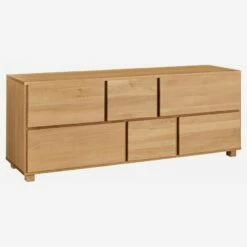 Habitat Commode 6 Tiroirs En Chêne - Naturel -meubles boutique commode 6 tiroirs en chene naturel 9984197
