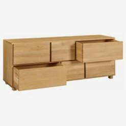 Habitat Commode 6 Tiroirs En Chêne - Naturel -meubles boutique commode 6 tiroirs en chene naturel 9984201