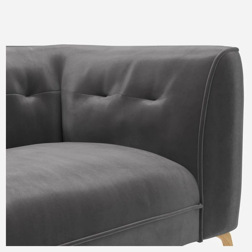 Habitat Canapé Droit 3 Places En Velours - Gris Ardoise 4 Habitat Canapé Droit 3 Places En Velours - Gris Ardoise – Image 4