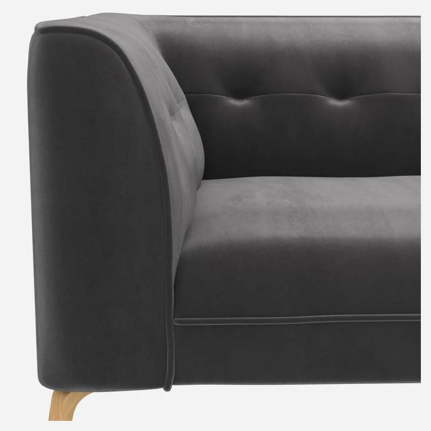 Habitat Canapé Droit 3 Places En Velours - Gris Ardoise 5 Habitat Canapé Droit 3 Places En Velours - Gris Ardoise – Image 5