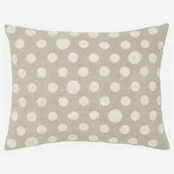 Habitat Coussin En Lin Avec Fleurs Brodées - 40 X 50 Cm - Beige Et Blanc
