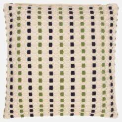 Habitat Coussin Tissé En Tissu Recyclé - 45 X 45 Cm - Motif à Pois Bleu Et Vert