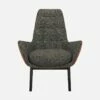 Habitat Fauteuil En Tissu Alba Gris Nuageet Cuir Vintage - Pieds Noirs