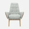 Habitat Fauteuil En Tissu Alba Gris Brume Et Cuir Vintage - Pieds Chêne