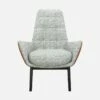 Habitat Fauteuil En Tissu Alba Gris Brume Et Cuir Vintage - Pieds Noirs