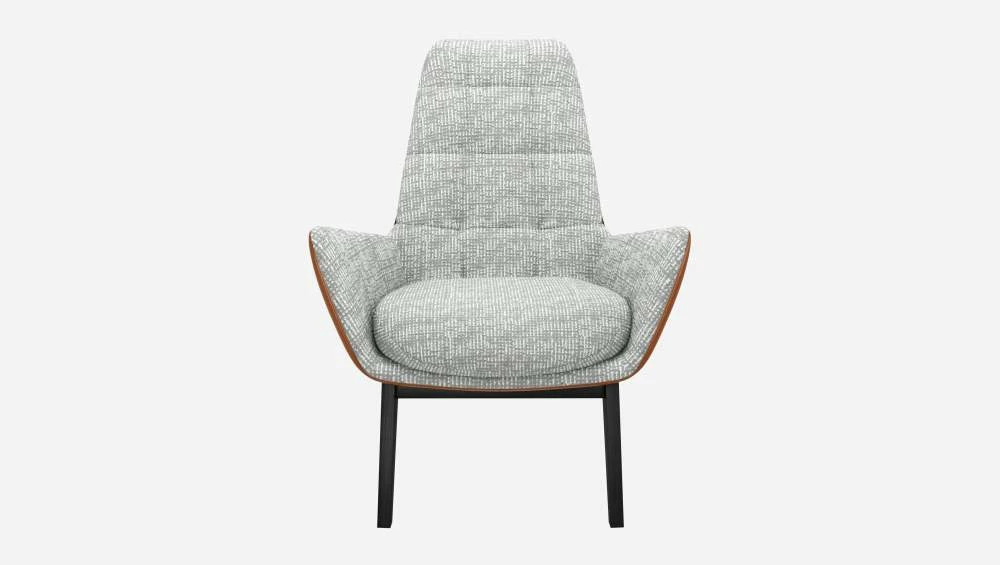 Habitat Fauteuil En Tissu Alba Gris Brume Et Cuir Vintage - Pieds Noirs 5 Habitat Fauteuil En Tissu Alba Gris Brume Et Cuir Vintage - Pieds Noirs – Image 5