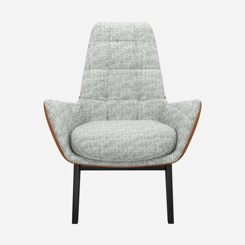 Habitat Fauteuil En Tissu Alba Gris Brume Et Cuir Vintage - Pieds Noirs 1 Habitat Fauteuil En Tissu Alba Gris Brume Et Cuir Vintage - Pieds Noirs
