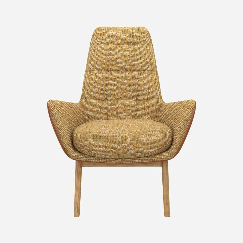 Habitat Fauteuil En Tissu Alba Jaune Soleil Et Cuir Vintage - Pieds Chêne 3 Habitat Fauteuil En Tissu Alba Jaune Soleil Et Cuir Vintage - Pieds Chêne – Image 3