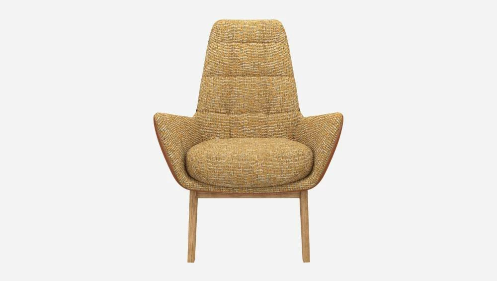 Habitat Fauteuil En Tissu Alba Jaune Soleil Et Cuir Vintage - Pieds Chêne 5 Habitat Fauteuil En Tissu Alba Jaune Soleil Et Cuir Vintage - Pieds Chêne – Image 5