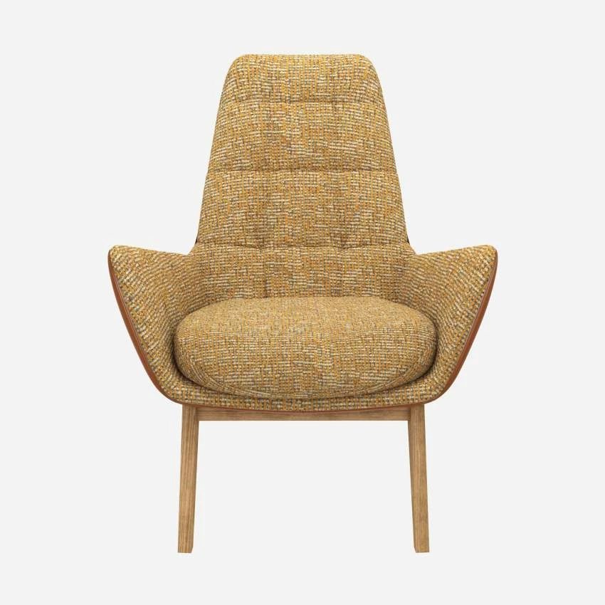Habitat Fauteuil En Tissu Alba Jaune Soleil Et Cuir Vintage - Pieds Chêne 1 Habitat Fauteuil En Tissu Alba Jaune Soleil Et Cuir Vintage - Pieds Chêne