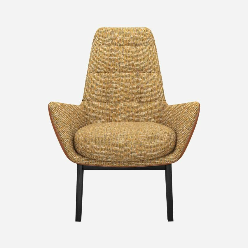 Habitat Fauteuil En Tissu Alba Jaune Soleil Et Cuir Vintage - Pieds Noirs 3 Habitat Fauteuil En Tissu Alba Jaune Soleil Et Cuir Vintage - Pieds Noirs – Image 3
