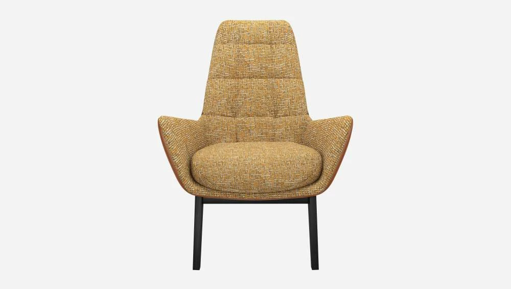 Habitat Fauteuil En Tissu Alba Jaune Soleil Et Cuir Vintage - Pieds Noirs 5 Habitat Fauteuil En Tissu Alba Jaune Soleil Et Cuir Vintage - Pieds Noirs – Image 5