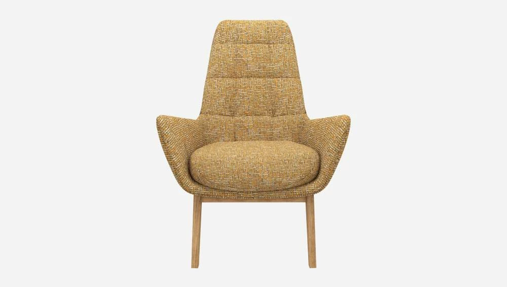 Habitat Fauteuil En Tissu Alba - Jaune Soleil - Pieds Chêne 5 Habitat Fauteuil En Tissu Alba - Jaune Soleil - Pieds Chêne – Image 5