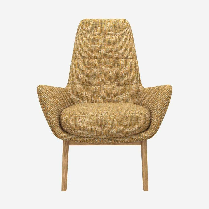 Habitat Fauteuil En Tissu Alba - Jaune Soleil - Pieds Chêne 1 Habitat Fauteuil En Tissu Alba - Jaune Soleil - Pieds Chêne