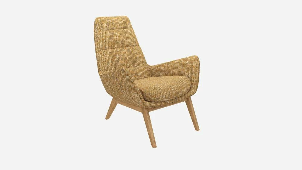 Habitat Fauteuil En Tissu Alba - Jaune Soleil - Pieds Chêne 6 Habitat Fauteuil En Tissu Alba - Jaune Soleil - Pieds Chêne – Image 6