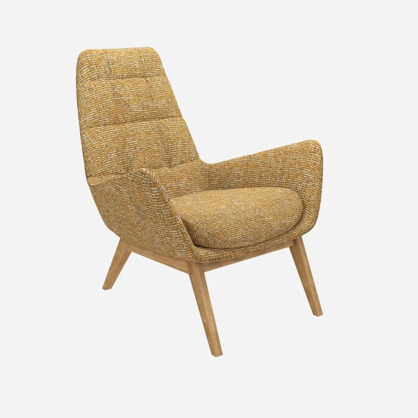 Habitat Fauteuil En Tissu Alba - Jaune Soleil - Pieds Chêne 2 Habitat Fauteuil En Tissu Alba - Jaune Soleil - Pieds Chêne – Image 2