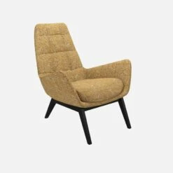 Habitat Fauteuil En Tissu Alba - Jaune Soleil - Pieds Noirs -meubles boutique dena fauteuil alba jaune p noir 10276039 1