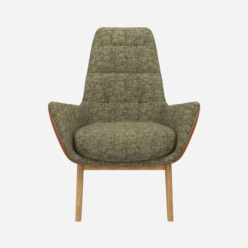 Habitat Fauteuil En Tissu Alba Vert Orage Et Cuir Vintage - Pieds Chêne 3 Habitat Fauteuil En Tissu Alba Vert Orage Et Cuir Vintage - Pieds Chêne – Image 3
