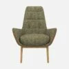 Habitat Fauteuil En Tissu Alba Vert Orage Et Cuir Vintage - Pieds Chêne