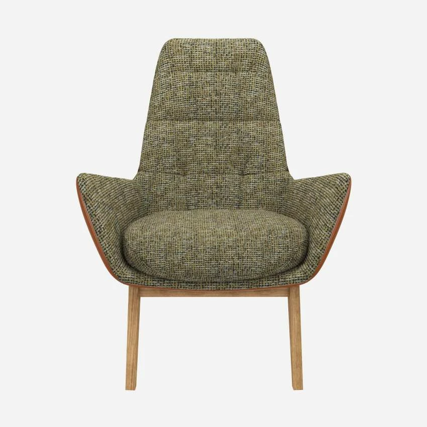 Habitat Fauteuil En Tissu Alba Vert Orage Et Cuir Vintage - Pieds Chêne 1 Habitat Fauteuil En Tissu Alba Vert Orage Et Cuir Vintage - Pieds Chêne