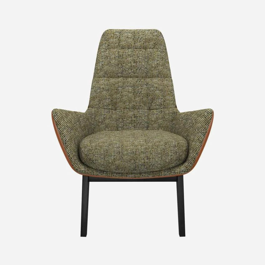 Habitat Fauteuil En Tissu Alba Vert Orage Et Cuir Vintage - Pieds Noirs 3 Habitat Fauteuil En Tissu Alba Vert Orage Et Cuir Vintage - Pieds Noirs – Image 3