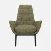 Habitat Fauteuil En Tissu Alba Vert Orage Et Cuir Vintage - Pieds Noirs