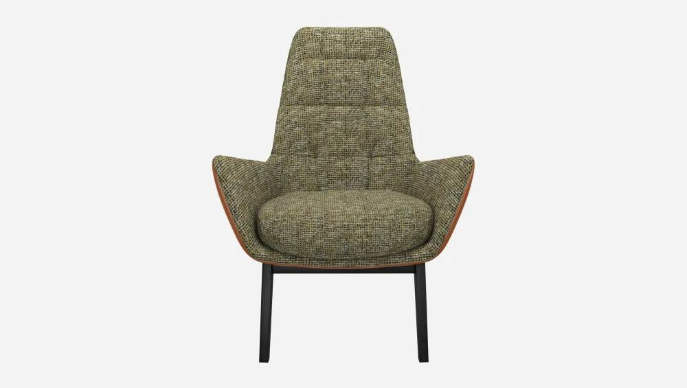 Habitat Fauteuil En Tissu Alba Vert Orage Et Cuir Vintage - Pieds Noirs 5 Habitat Fauteuil En Tissu Alba Vert Orage Et Cuir Vintage - Pieds Noirs – Image 5